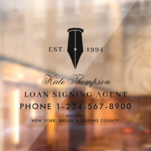 Autocollant Pour Fenêtre Agent de signature notaire public élégant Logo noi