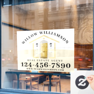 Autocollant Pour Fenêtre Agent immobilier Maison et porte aquarelle jaune