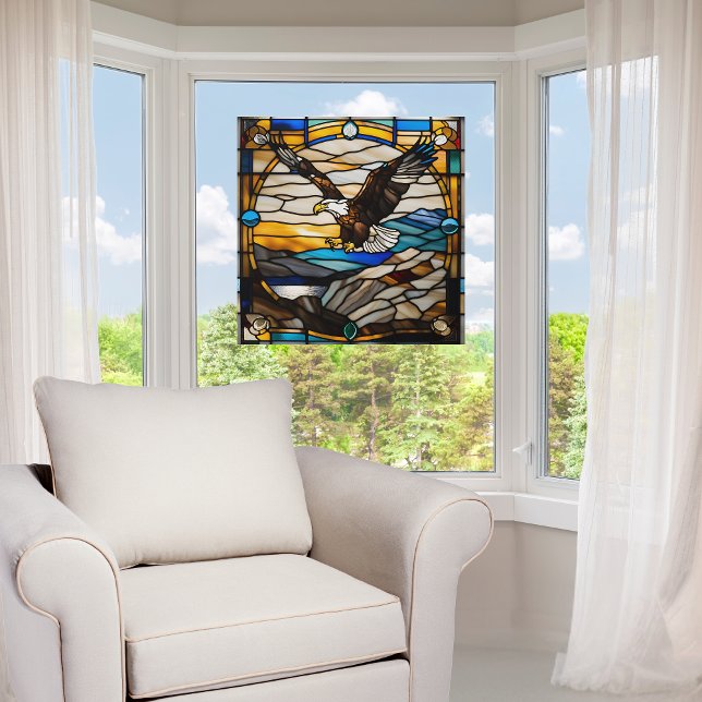 Autocollant Pour Fenêtre Aigle à lunettes en verre tendu Faux en vol (Créateur téléchargé)