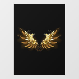 Autocollant Pour Fenêtre Ailes d'Ange d'or sur arrière - plan noir