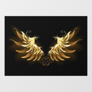 Autocollant Pour Fenêtre Ailes d'Ange d'or sur arrière - plan noir