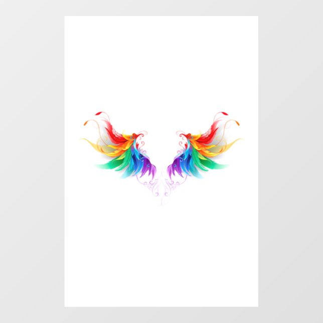 Autocollant Pour Fenêtre Ailes fluffy arc-en-ciel (Feuille)