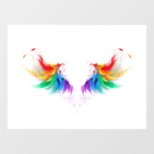 Autocollant Pour Fenêtre Ailes fluffy arc-en-ciel