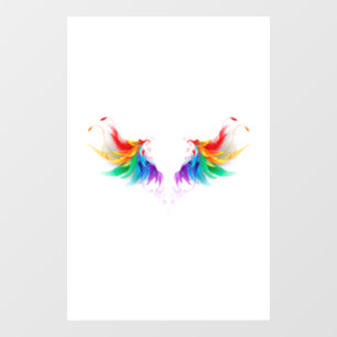 Autocollant Pour Fenêtre Ailes fluffy arc-en-ciel