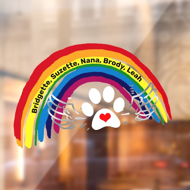Autocollant Pour Fenêtre Ajouter des noms Traverser des chiens Rainbow Brid (Feuille 2)