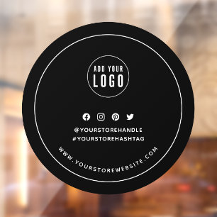 Autocollant Pour Fenêtre Ajouter un logo Médias sociaux Blanc Bordure Coul