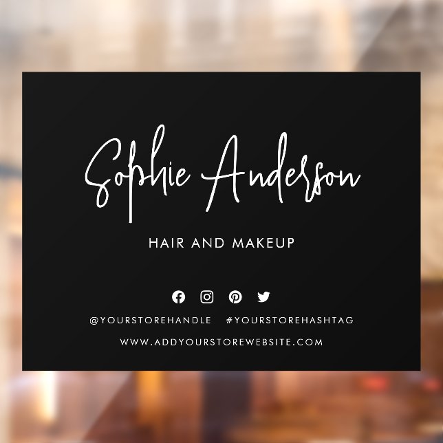 Autocollant Pour Fenêtre Ajouter un nom Script moderne médias sociaux coule (Feuille 2)