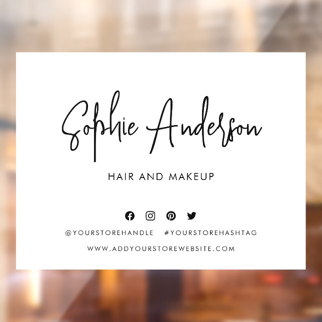 Autocollant Pour Fenêtre Ajouter un nom Script moderne médias sociaux coule (Feuille 2)