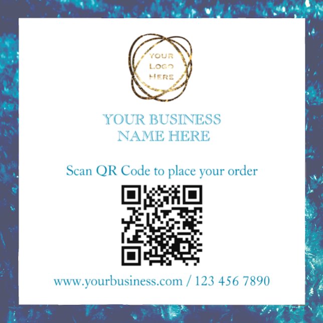 Autocollant Pour Fenêtre Ajoutez votre code QR promotionnel Entreprise Teal (Create your own QR code to scan for your business and promotional needs, customize text, add logo.)