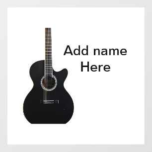 Autocollant Pour Fenêtre Ajoutez votre nom texte marron guitare acoustique