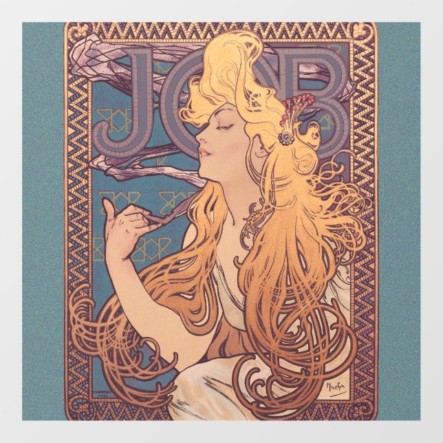 Autocollant Pour Fenêtre Alfonse Mucha Job Art Nouveau femme (Feuille)