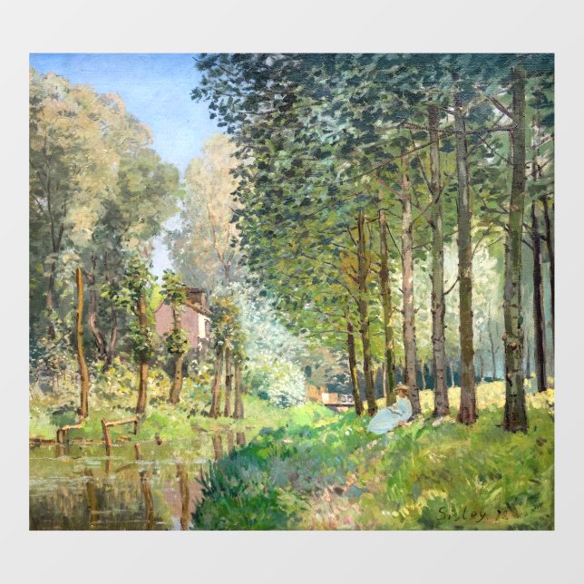 Autocollant Pour Fenêtre Alfred Sisley - Reposez le long du ruisseau (Feuille)