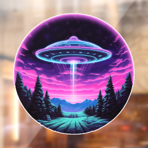 Autocollant Pour Fenêtre Alien vaisseau spatial rétro futuriste