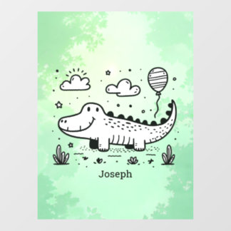 Autocollant Pour Fenêtre Alligator Heureux avec Ballon - Jolie Décoration p