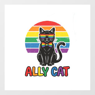 Autocollant Pour Fenêtre Ally Cat Rainbow Pride Vintage Chat T-Shirt Design