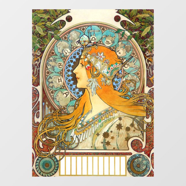 Autocollant Pour Fenêtre Alphonse Mucha Art Nouveau Zodiac (Feuille)