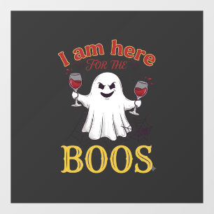 Autocollant Pour Fenêtre Am Here Boos Halloween Fantôme Verres à Vin Araign