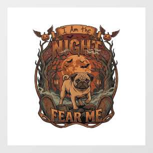 Autocollant Pour Fenêtre Am Night Fear Me Pug Halloween Moon_1