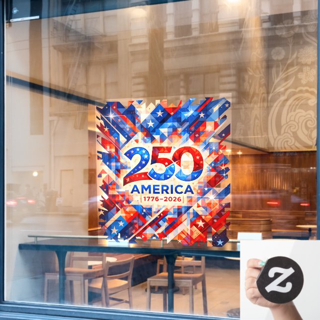 Autocollant Pour Fenêtre America 250th Anniversary 1776–2026 USA Patriotic  (Fenêtre de café)