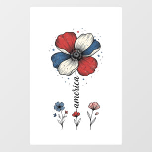Autocollant Pour Fenêtre Amérique Fleur Patriote Vintage Vector Design_1