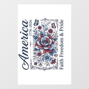 Autocollant Pour Fenêtre Amérique Patriotique Floral Vintage Conception de