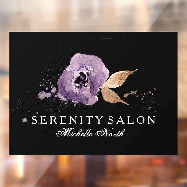 Autocollant Pour Fenêtre Améthyste floral d'aquarelle violet ID294 (Feuille 2)