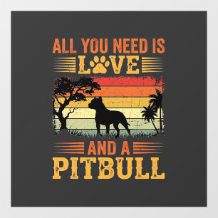 Autocollant Pour Fenêtre Amour de Pitbull Coucher de Soleil Rétro Chien