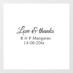 Autocollant Pour Fenêtre Amour & merci ajoutez nom du couple mariage ajoute