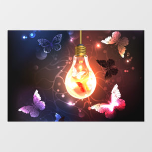 Autocollant Pour Fenêtre Ampoule lumineuse avec papillons nocturnes