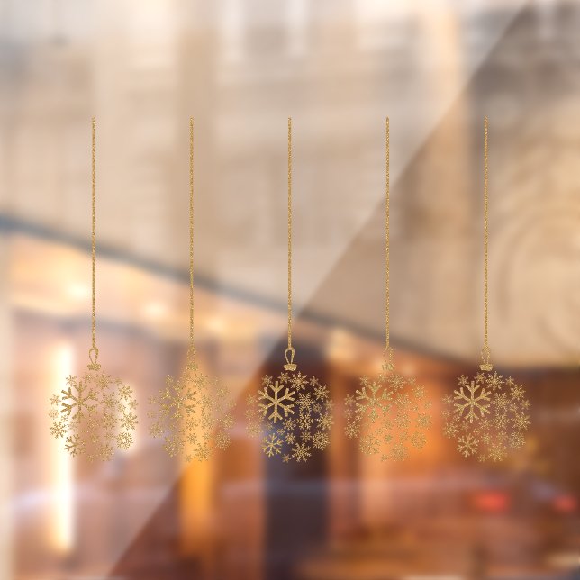 Autocollant Pour Fenêtre Ampoules de neige or_ pack de cinq clins de fenêtr (Feuille 2)