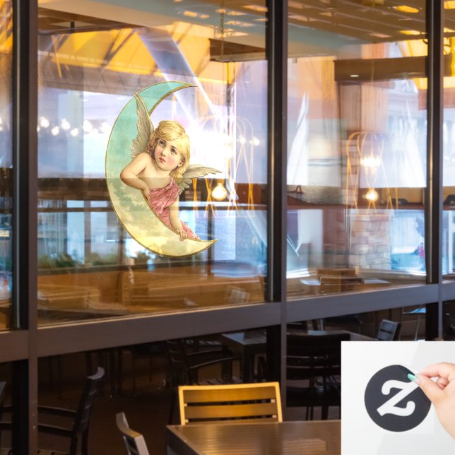 Autocollant Pour Fenêtre Angel vintage de lune (Fenêtre du restaurant)