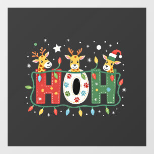 Autocollant Pour Fenêtre Animaux de Noël girafe chapeau de Père Noël Ho Ho
