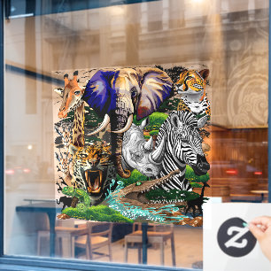 Autocollant Pour Fenêtre Animaux sauvages de la Savane africaine