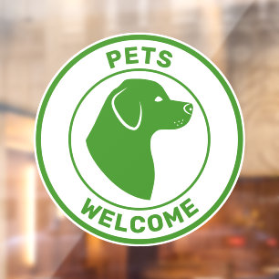 Autocollant Pour Fenêtre Animaux verts bienvenus avec silhouette de tête de
