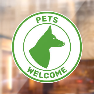 Autocollant Pour Fenêtre Animaux verts bienvenus et chien aux oreilles dres