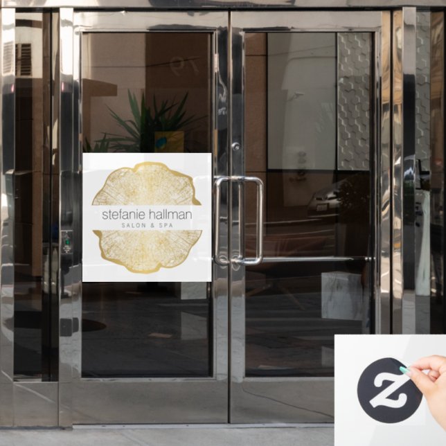 Autocollant Pour Fenêtre Anneaux en bois doré biologique (Porte de bureau)