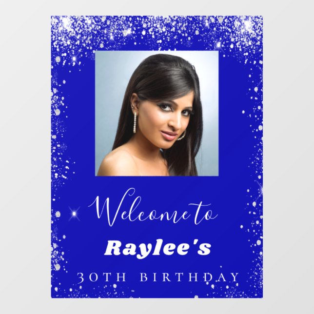 Autocollant Pour Fenêtre Anniversaire royal bleu argent parties scintillant (Feuille)