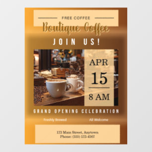 Autocollant Pour Fenêtre Annonce d'ouverture de la boutique de café