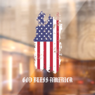 Autocollant Pour Fenêtre * AP16 Drapeau Grunge Patriotique Dieu béni USA A