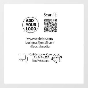 Autocollant Pour Fenêtre Appeler le texte du service client whatsapp Q R co