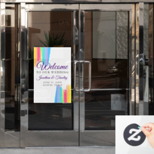 Autocollant Pour Fenêtre Aquarelle arc-en-ciel élégante Bienvenue à notre M