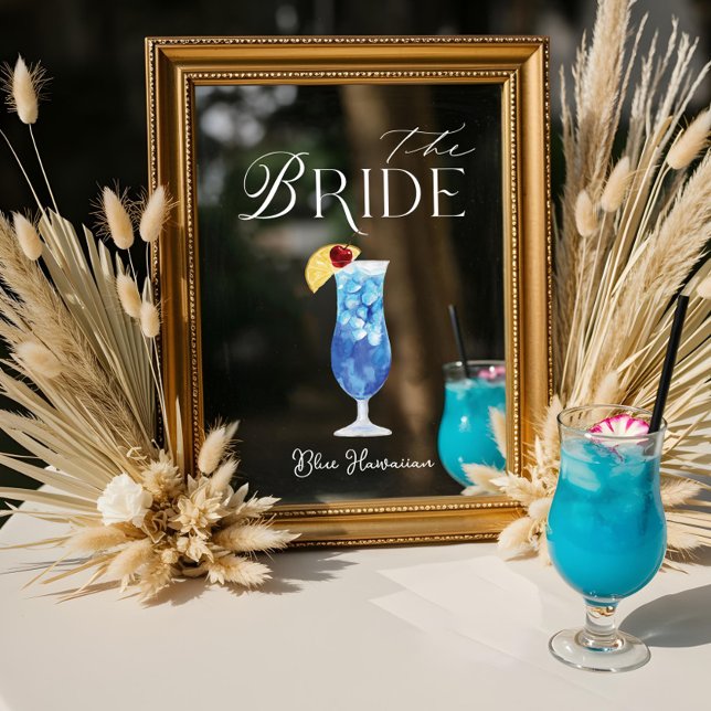 Autocollant Pour Fenêtre Aquarelle Bride Cocktail Mariage Barre Signal Clin (Watercolor Bride Cocktail Wedding Bar Sign Cling)