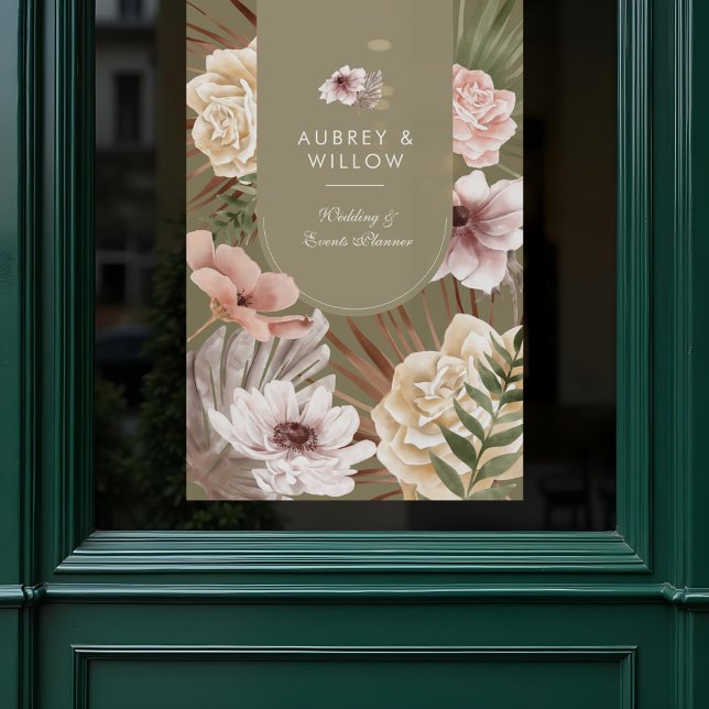 Autocollant Pour Fenêtre Aquarelle Chic Bohème Moderne Florales Photo Arch (Modern Chic Bohemian Watercolor Florals Photo Arch Window Cling)