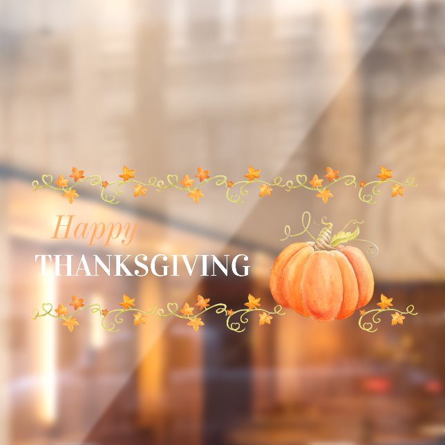 Autocollant Pour Fenêtre aquarelle citrouille art chute action de grâce (Feuille 2)