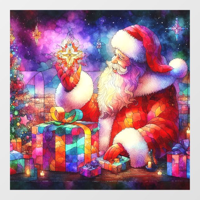 Autocollant Pour Fenêtre Aquarelle de Noël Vitrage de verre tendu Clou (Feuille)