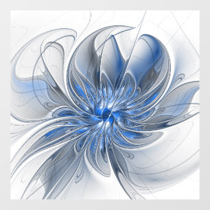 Autocollant Pour Fenêtre Aquarelle gris bleu Abstrait Fractal Art Flower