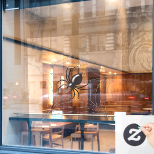 Autocollant Pour Fenêtre Araignée géante d'Halloween dans sa toile