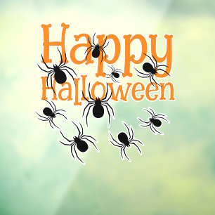 Autocollant Pour Fenêtre Araignées Joyeux Halloween noir et orange