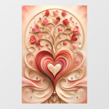 Arbre à Fleur de Coeur Romantique Déco Murale Doré