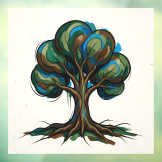 Autocollant Pour Fenêtre Arbre abstrait art ludique